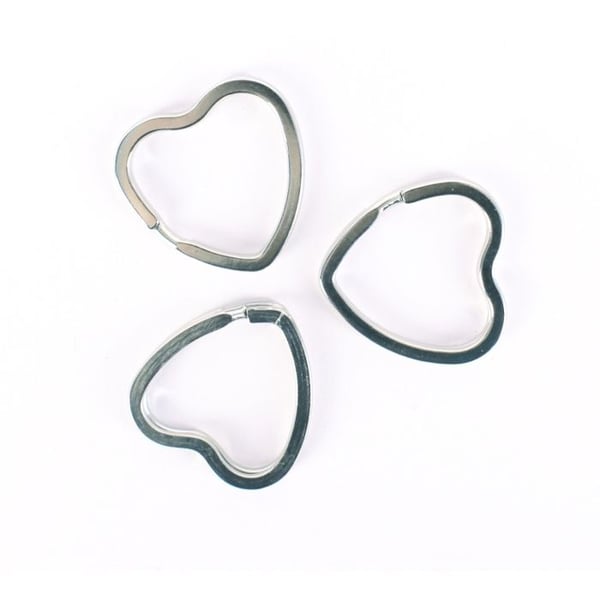 MégaCréa DIY - Nyckelringsfäste hjärta Silver 3,5 cm x 6 stycken