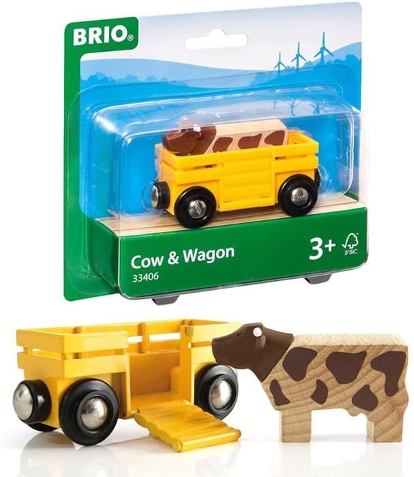 Transportvogn til kvæg til træbane - BRIO WORLD - Magnetisk tilbehør - Kompatibel med BRIO World