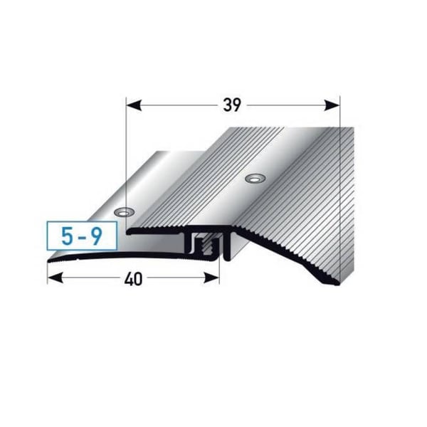 PROVISTON Profilsförstärkning Alu anodiserad Silver l 21 mm H 5 - 9 mm Genomborrad L 2700 mm