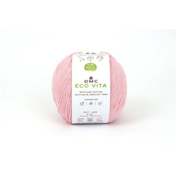 DMC - Återvunnen bomullstråd Eco Vita 3mm 100g Stickning och virkning Col. 004 rosa