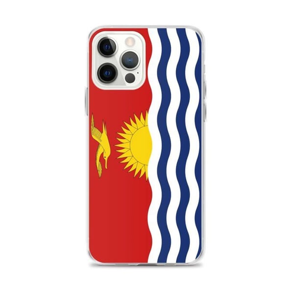 Mobilskal – Kiribatis flagga – Kompatibel med iPhone 12 Pro Max – Mjuk plånbok – Slitstark och stötsäker – Silikon – Pixelforma
