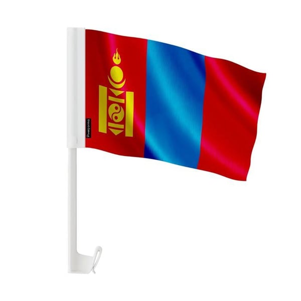 Bilflagga Mongoliet – 14 x 21 cm – Polyester – Fäste för Fönster – 20 stycken – Pixelforma