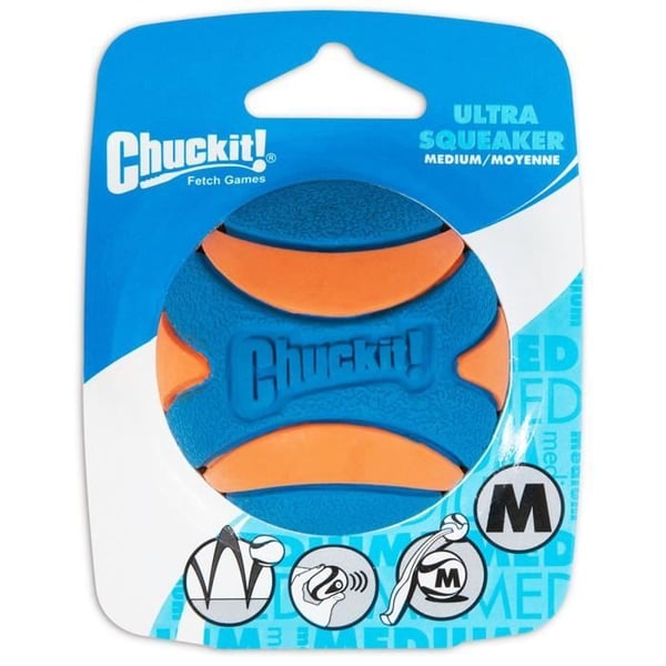CHUCKIT! Ultra squeaker Ball med visselpipa M i gummi Ø 6,5cm - För hundar