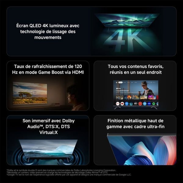 XIAOMI TV A Pro 50 [Energiklass F] - TV - 127 cm (50 Tum) - 4K UHD QLED - Smart TV & Google TV - Röststyrning