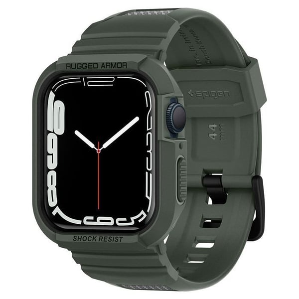 Armbånd - SPIGEN - Rugged Armor Pro - Militærgrøn - Silikone - Kompatibel med Apple Watch 44/45 mm