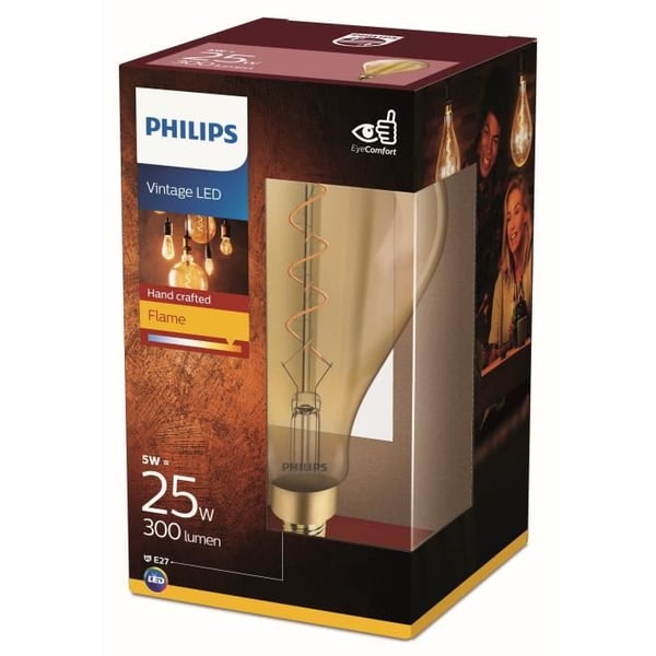 Giant LED-lampa 5 W 300 Lumens Flame - Philips - E27 - Varmvit - Vintage Filament