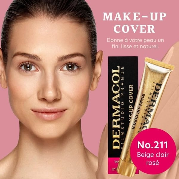 Dermacol Total Cover Foundation | Vattentät Korrigerande Bas SPF 30 | Kamouflage för Tatueringar, Akne, 211 Ljus Rosa Beige