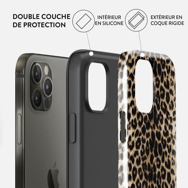Bakstycke - Burga - iPhone 12 - Leopardmönster - Optimal Skydd - Elegant