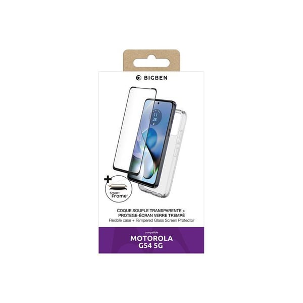 2 i 1 tillbehörspaket för Motorola G54 5G BigBen Connected Transparent
