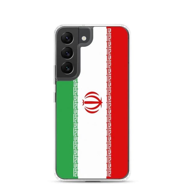Mobilskal – Irans flagga – Kompatibel med Samsung Galaxy S22 Plus – Flexibelt fodral – Slitstarkt och stöttåligt – Pixelforma