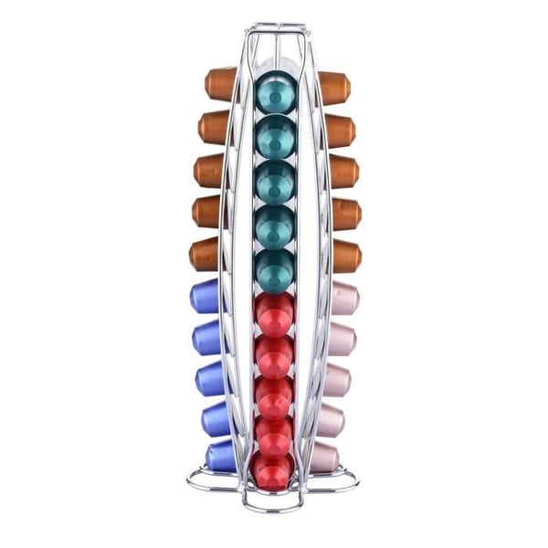 Dispenser för 40 Nespresso Capsules Slim Tower i metall Cheffinger Silver