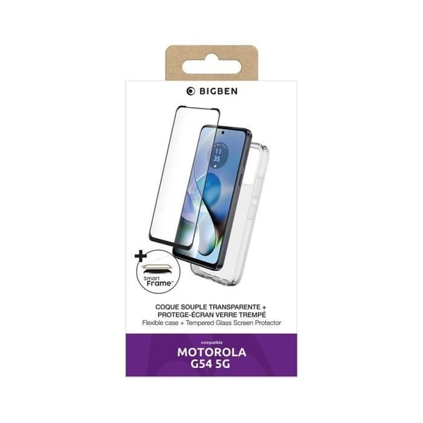 2 i 1 tillbehörspaket för Motorola G54 5G BigBen Connected Transparent