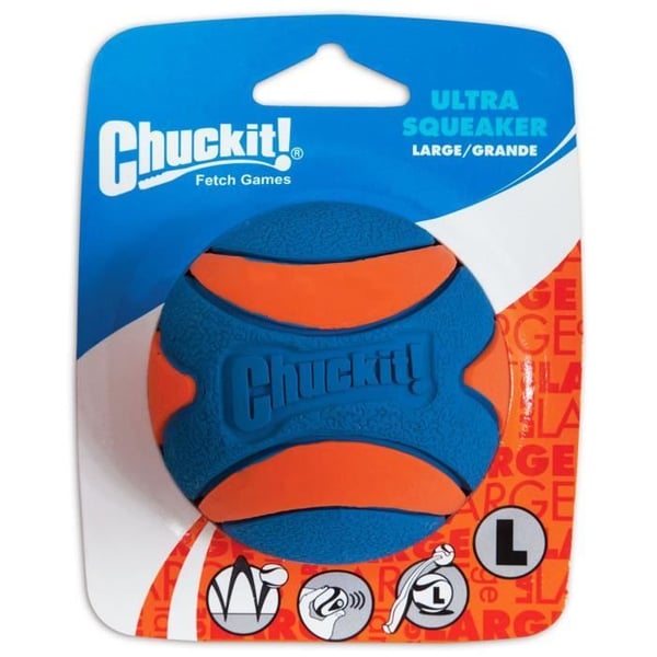 CHUCKIT! Ultra squeaker Ball med visselpipa L i gummi Ø 7,5cm - För hundar