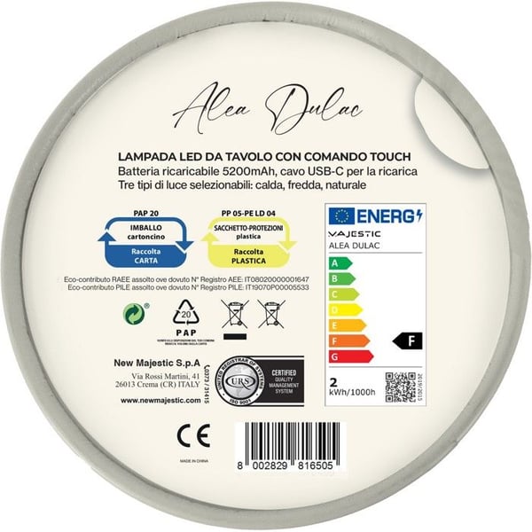 Genopladelig bordlampe - New Majestic 120454 JL - Multifarvet LED - Batteri - IP54