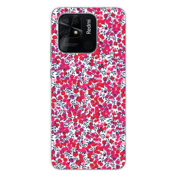 1001Coques - Silikonfodral kompatibelt med Xiaomi Redmi 10C - Liberty Wiltshire röd mönster - Originaldesign tryckt i Frankrike