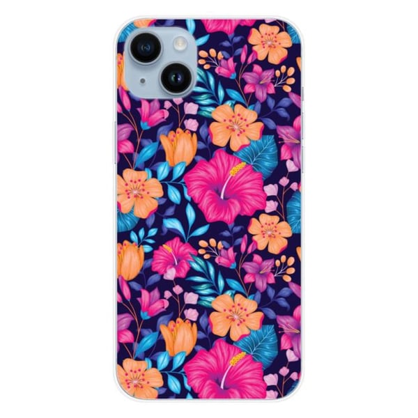 Siliconfodral - Kompatibel med Apple iPhone 15 Plus - design med exotiska blommor