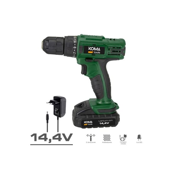 Väska med Borrmaskin och Batteridriven Skruvmejsel 14,4 1 500 Mah Koma Tools