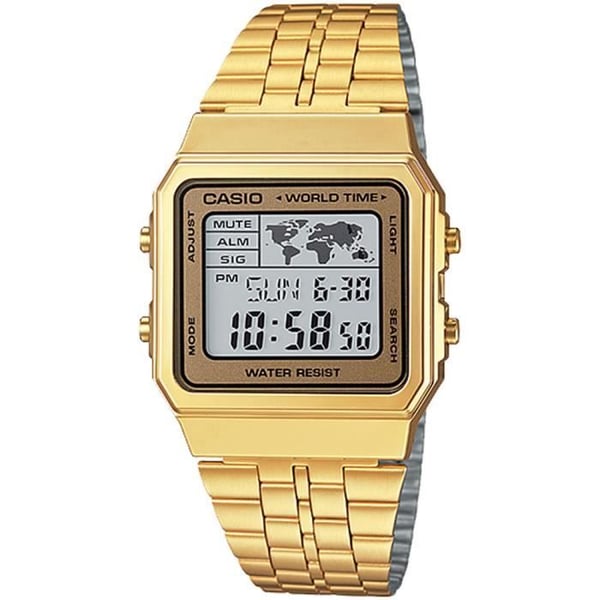 Klocka - Casio - A500WGA-9D - Kvarts Digital - LCD-Urskiva - Armband i Guldpläterad Stål