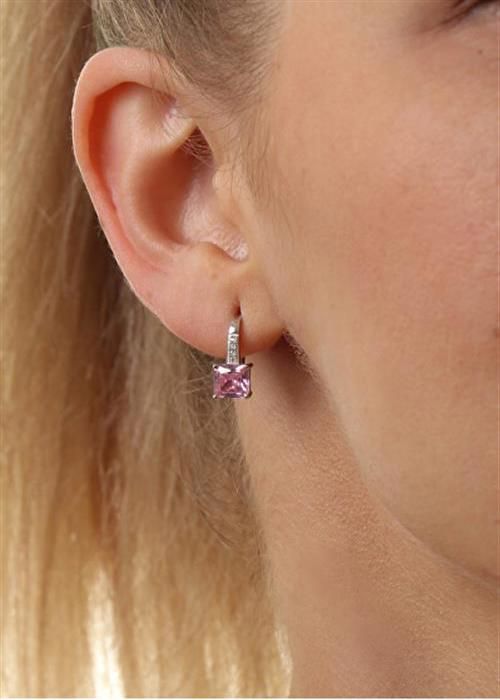 Øreringe - MOISS - E0000667 - Sølv 925 - Rosa zirkon - Let og elegant