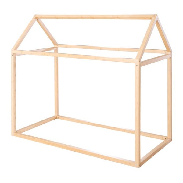 Lit Cabane 70 x 140 cm för Barn ROBA - Certifierad FSC-Bambu - Montessori-Säng för Golv för Pojke och Flicka - Naturlig Finish
