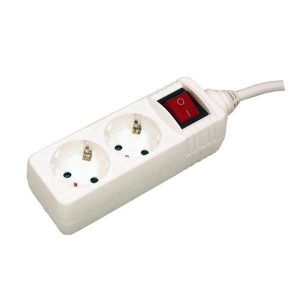 Eluttag - ELECTRO DH - 36.192/3 - 2 uttag 16A/250V - Kabel 3 m - Inbyggd strömbrytare