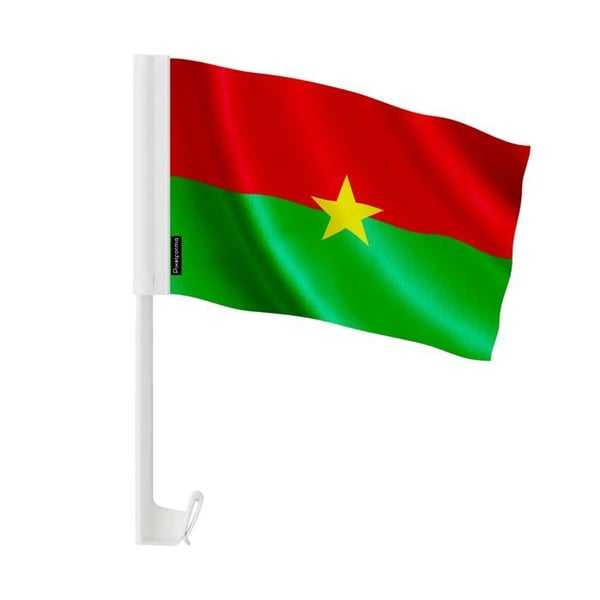 Bilflagga Burkina Faso – 14 x 21 cm – Polyester Tyg – Fäste på Fönster – 20 stycken – Pixelforma