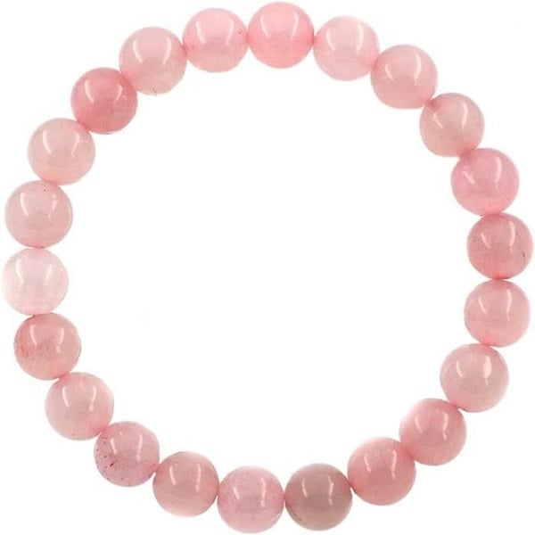 Armband - Kvarts - Rosa - Natursten - 8 mm - Resår - Blandat