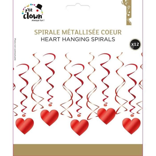 Bijou Piercing - LITEN CLOWN - Metallspiral - Hjärta - Röd - 12-pack
