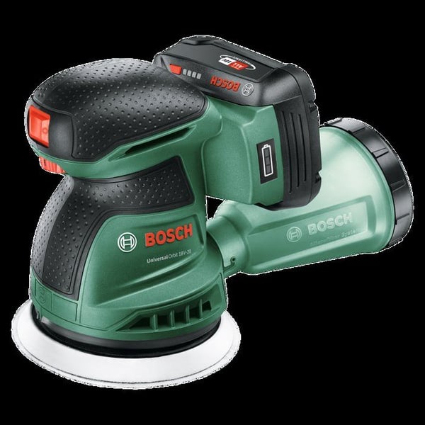 BOSCH trådløs ekscentersliber - UniversalOrbit 18V 20 - 18V - 125mm - 1 batteri 2,0 Ah + oplader