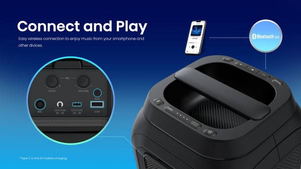 Mobilt högtalare - HISENSE - Bluetooth - Max 160 W