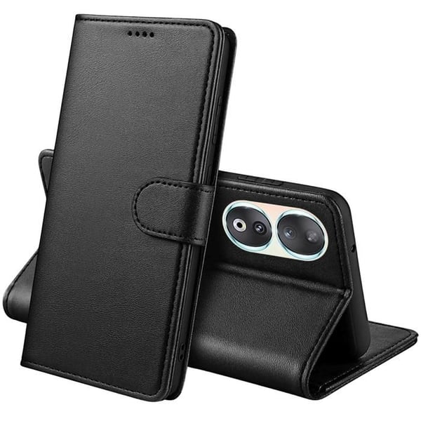 Fodral - Phonillico - Honor 90 Smart 5G - Svart Plånbok - Halvstyvt - Lädereffekt
