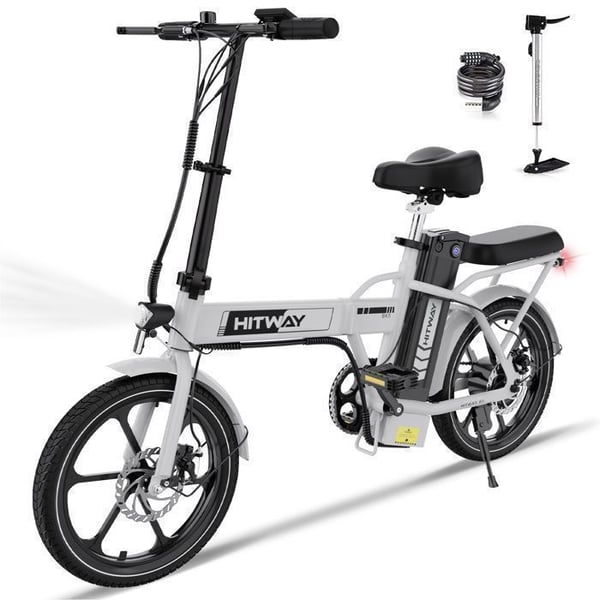 HITWAY Fällbar Elcykel 16" - Batteri 36V 13Ah - Pedalassisterad - Räckvidd 50-100KM - Gratis cykelpump