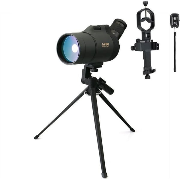 Svbony SV41 Mak Långt Teleskop 25-75x70 med Stativ, Telefonadapter, Bak4 Prisma FMC Optik Vattentät för Skytte, Fågelobservation