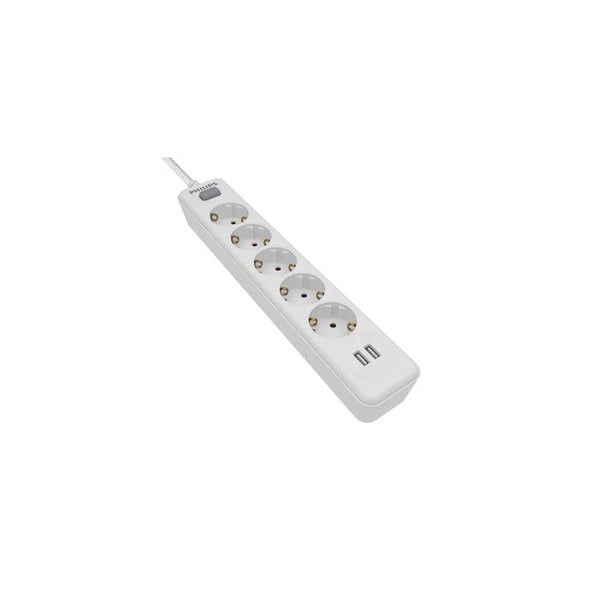 Strömskena 5 uttag och 2 USB-portar 2.4a SPN3052WA/10 Philips - Philips