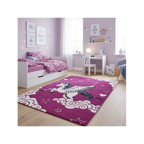 Barnmatta enhörning rosa magiskt mönster mjuk sammet 13 mm flickrum sagolikt (Dimension: 160x230 cm - Färg: Fuchsia) Barnmatta enhörning rosa magiskt mönster mjuk sammet 13 mm flickrum sagolikt (Dimension: 160x230 cm - Färg: Fuchsia)