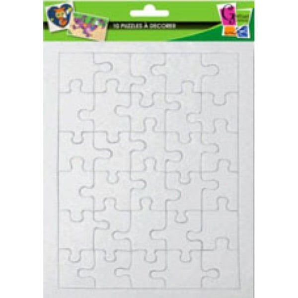 Pussel - Set om 10 - Vit - 30 bitar - 20 x 13 cm - För barn