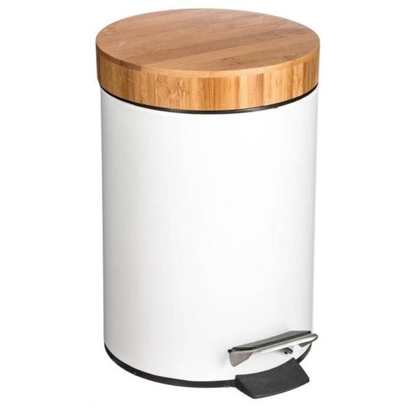 Soptunna med lock bambu 3L "Naturéo" vit - 5 five simply smart