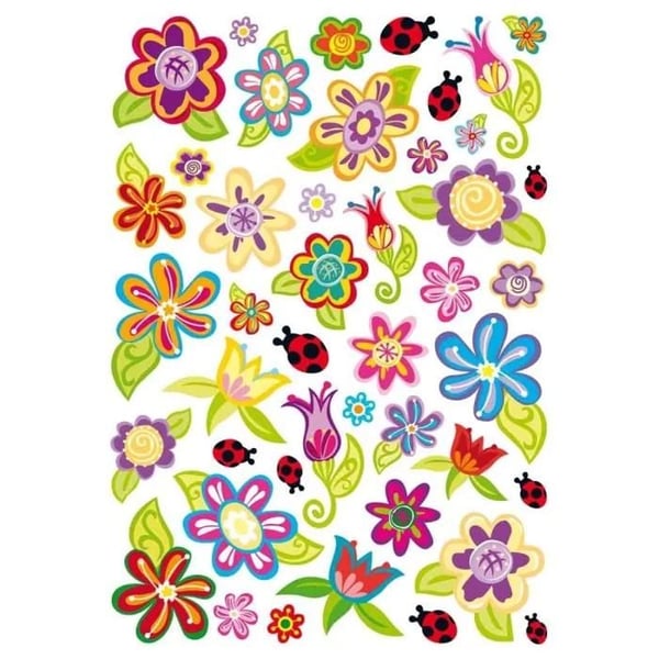MégaCréa DIY - Klistermärken blommor B från 2,5 till 6,5 cm 42 stycken