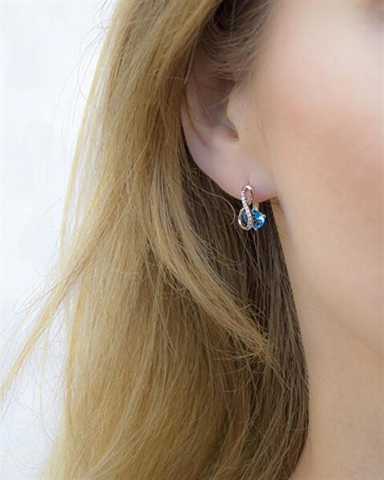 Örhängen - BENETO - AGUC2692-T - Silver 925 - Turkos zirkon - Hängande
