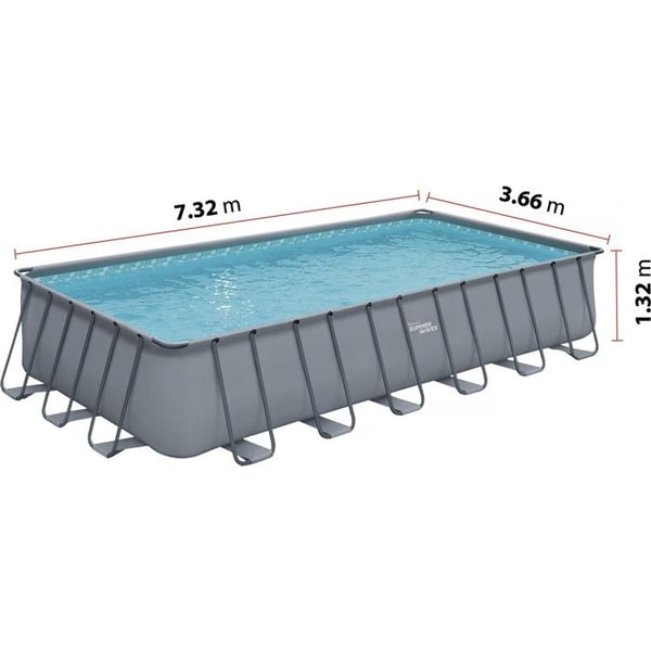 Grå tubpool - "LUDO 5" - 7.32 x 3.66 x 1.32 m - utan filtrering
