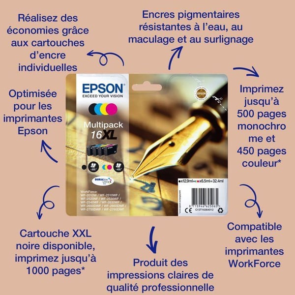 EPSON Multipack 16 XL - Fyldepen - Sort, Cyan, Gul, Magenta (C13T16364022)