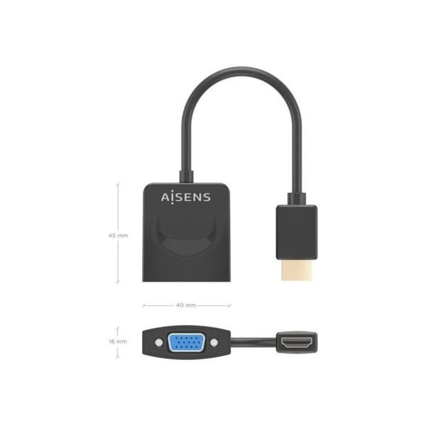 HDMI-omvandlare - AISENS - A122-0947 - HDMI Hane - SVGA Hona - 15 cm Svart