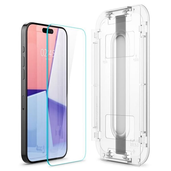 GLAStR Fit hærdet glas skærmbeskyttelse + applikator til iPhone 15 Pro Max Spigen