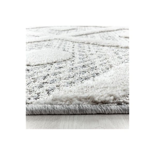 Ayyildiz Modern design matta Grå 200 x 290 cm Vardagsrum med kort lugg Boucle-tråd Diamantmönster Fyrkantigt Rutnät