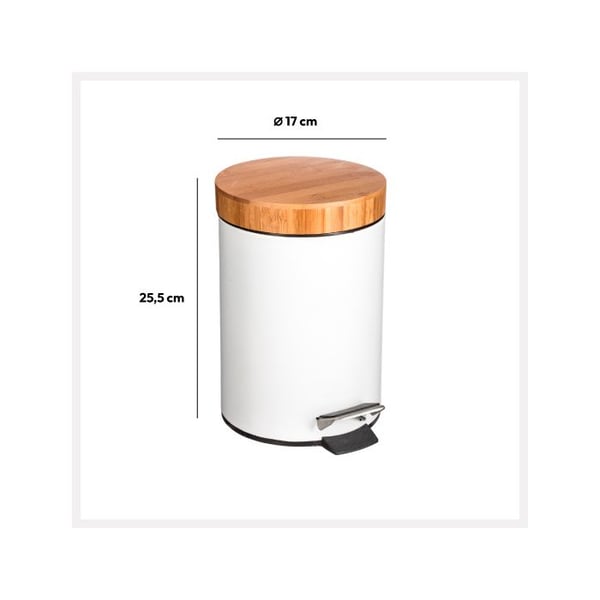 Soptunna med lock bambu 3L "Naturéo" vit - 5 five simply smart