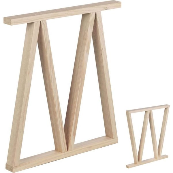 Bordben - ASTIGARRAGA - Modell 2 - Massivt furu - 64x5,8x75 cm - Klar att måla eller lacka