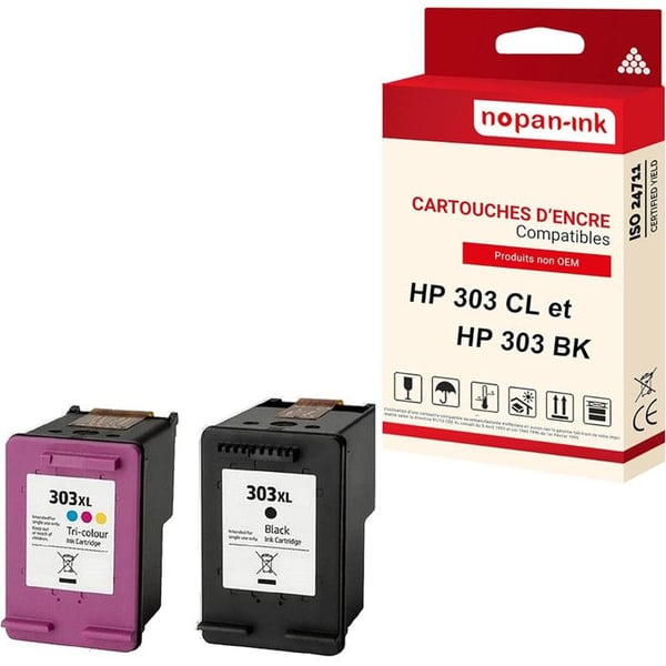 2 kompatibla patroner för HP 303 XL + 303CL XL 303XL + 303CLXL svart + cyan + magenta + gul 3YM92AE HP Tango Envy Photo 6200 serie
