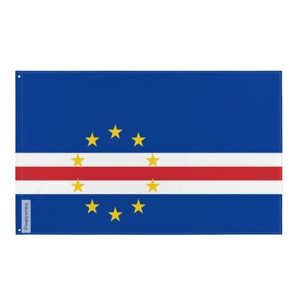 Kap Verde Flagga – 96 x 144 cm – Hållbar Polyester – 2 Metall Öglor – Inomhus / Utomhus – Pixelforma