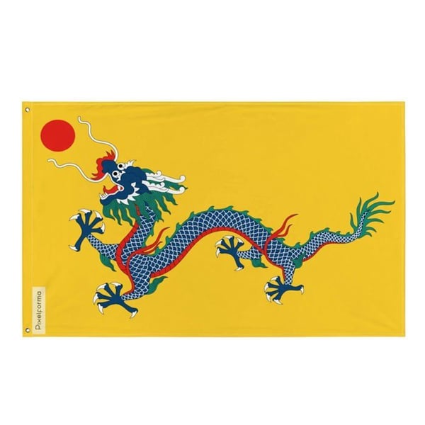 Flagga Standard för Qingdynastin 1890 – 1912 – 192 x 288 cm – Polyester – Järnöglor – Vattentålig