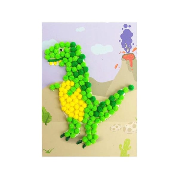 Kreativkit - CTOP - Dinos pompom-tavla - 15 x 21 cm - Flerfärgad - För barn från 6 år